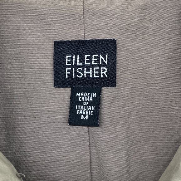 EILEEN FISHER Jacket M Twill Cotton Trench Coat Duster Button Front Gray - Picture 5 of 16
